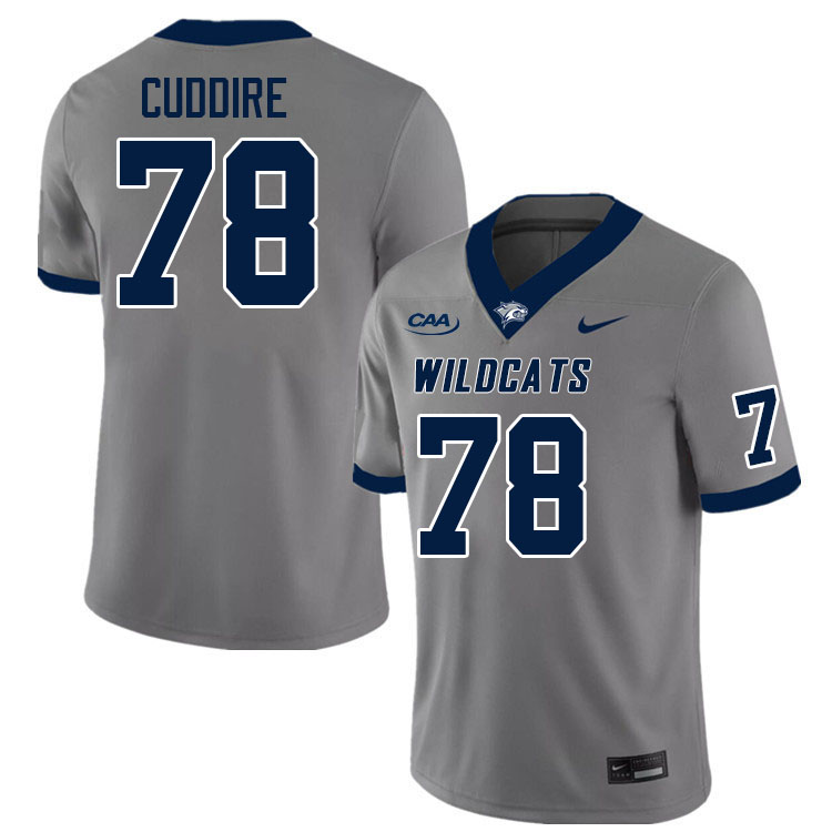 New Hampshire Wildcats #78 Jake Cuddire College Football Jerseys Stitched Sale-Grey